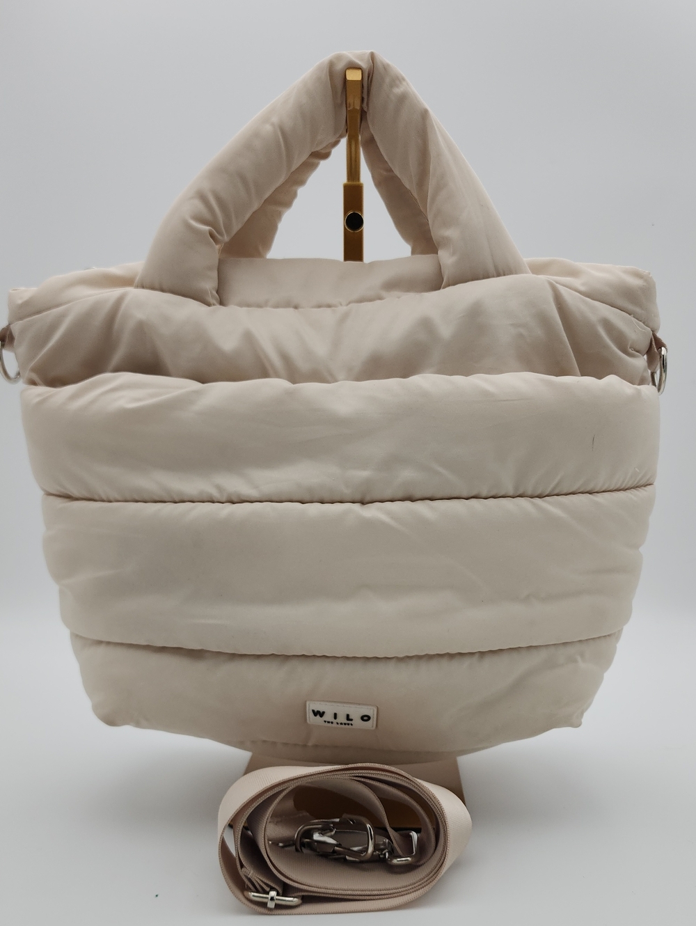 Wilo The Label, Cream Quilted Puffer Tote Bag